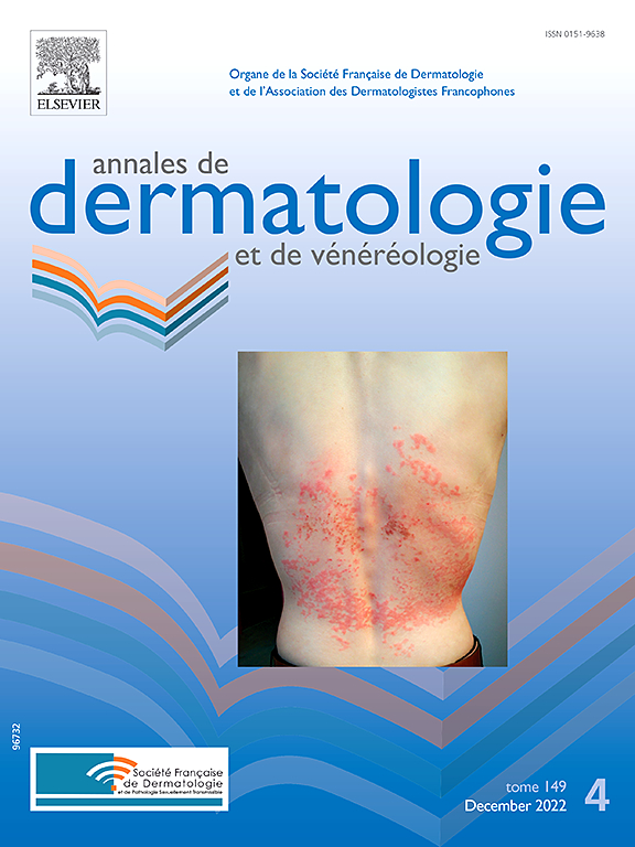 Go to journal home page - Annales de Dermatologie et de Vénéréologie